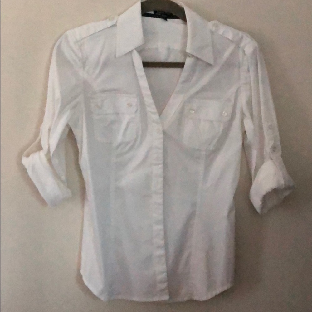 Express white Essential Button Down Blouse